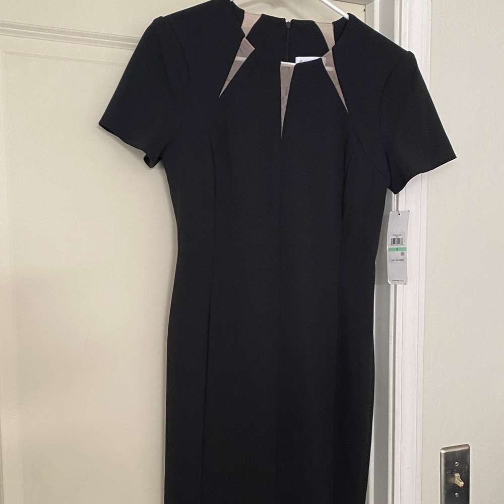 Calvin Klein Black Dress with Beige Accents.  Size 8 Brand New With Tags!